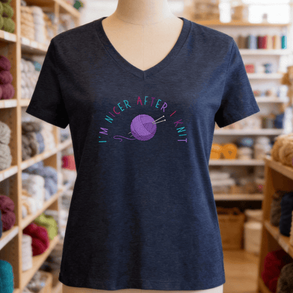 Nicer After Knit V-Neck T-Shirt Heather Navy / S