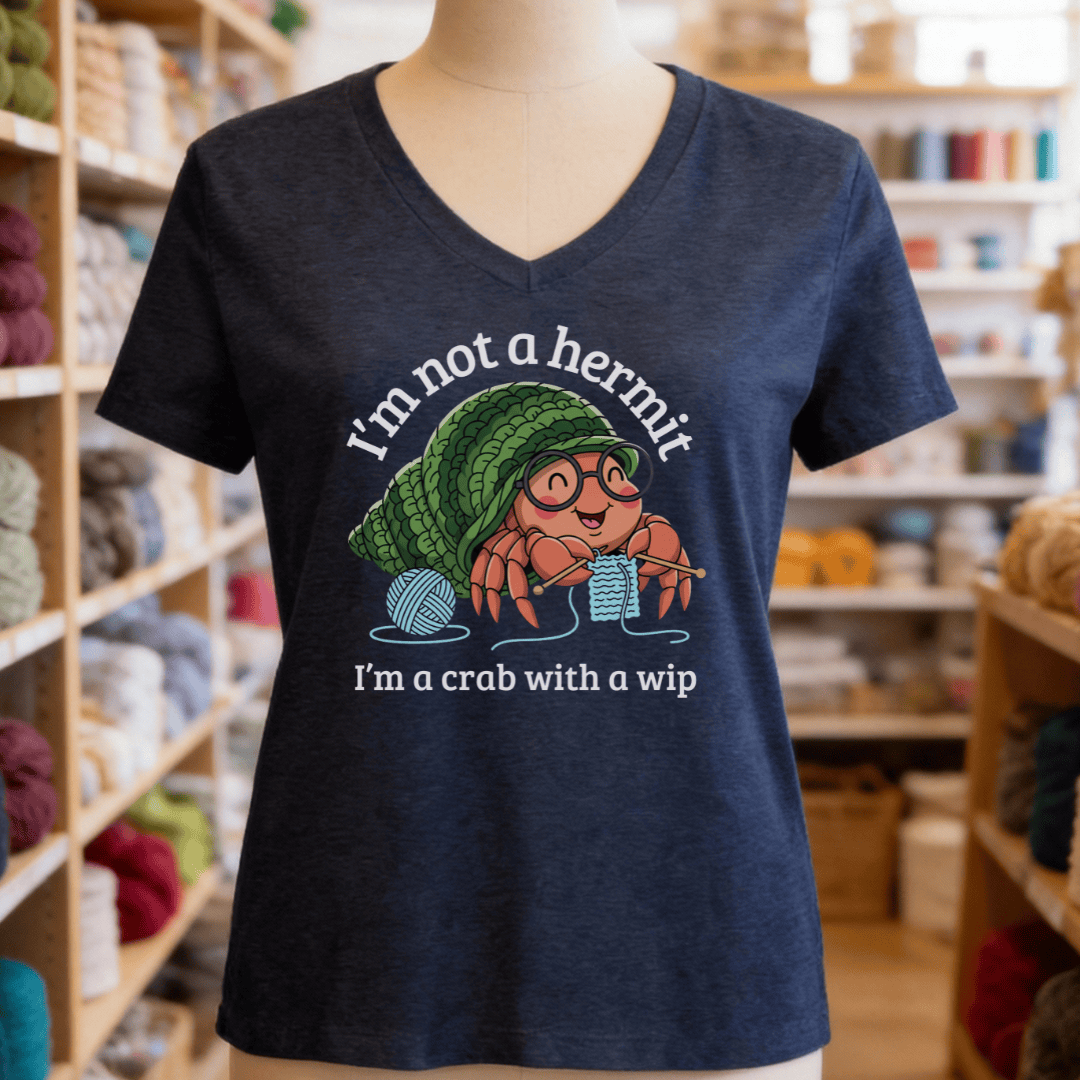 Not A Hermit V-Neck T-Shirt Heather Navy / S