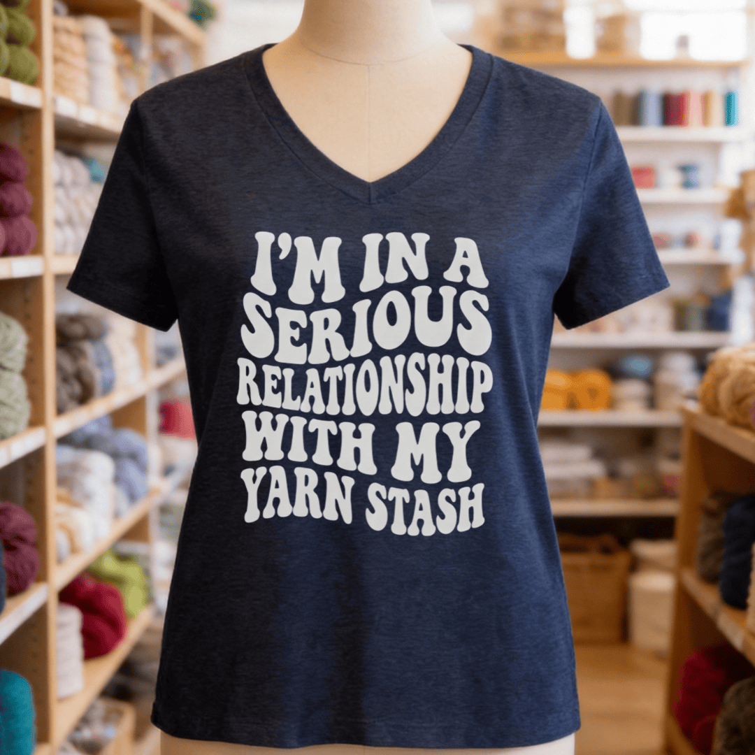 Serious Relationship V-Neck T-Shirt Heather Navy / S