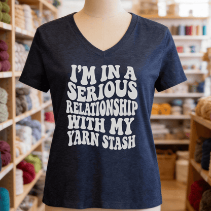 Serious Relationship V-Neck T-Shirt Heather Navy / S
