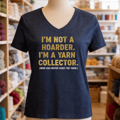 Yarn Collector V-Neck T-Shirt Heather Navy / S