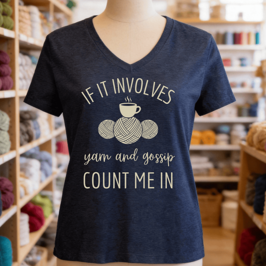 Yarn & Gossip V-Neck T-Shirt Heather Navy / S