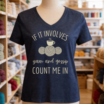 Yarn & Gossip V-Neck T-Shirt Heather Navy / S