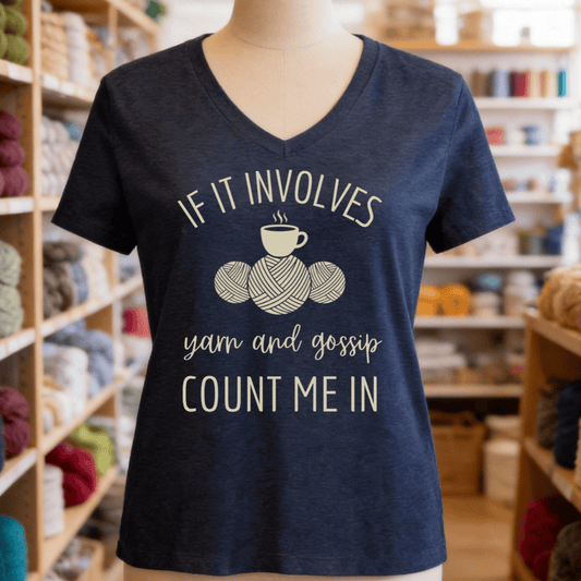 Yarn & Gossip V-Neck T-Shirt Heather Navy / S