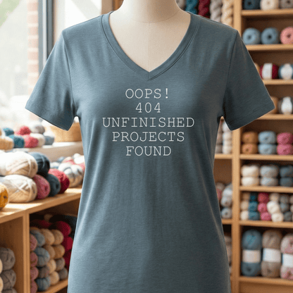 404 Error V-Neck T-Shirt Heather Slate / S