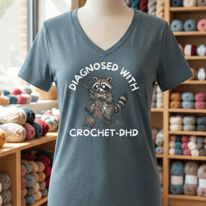 Crochet-DHD V-Neck T-Shirt Heather Slate / S