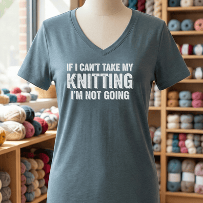 I'm Not Going V-Neck T-Shirt Heather Slate / S