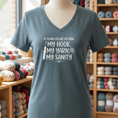 If Found V-Neck T-Shirt Heather Slate / S