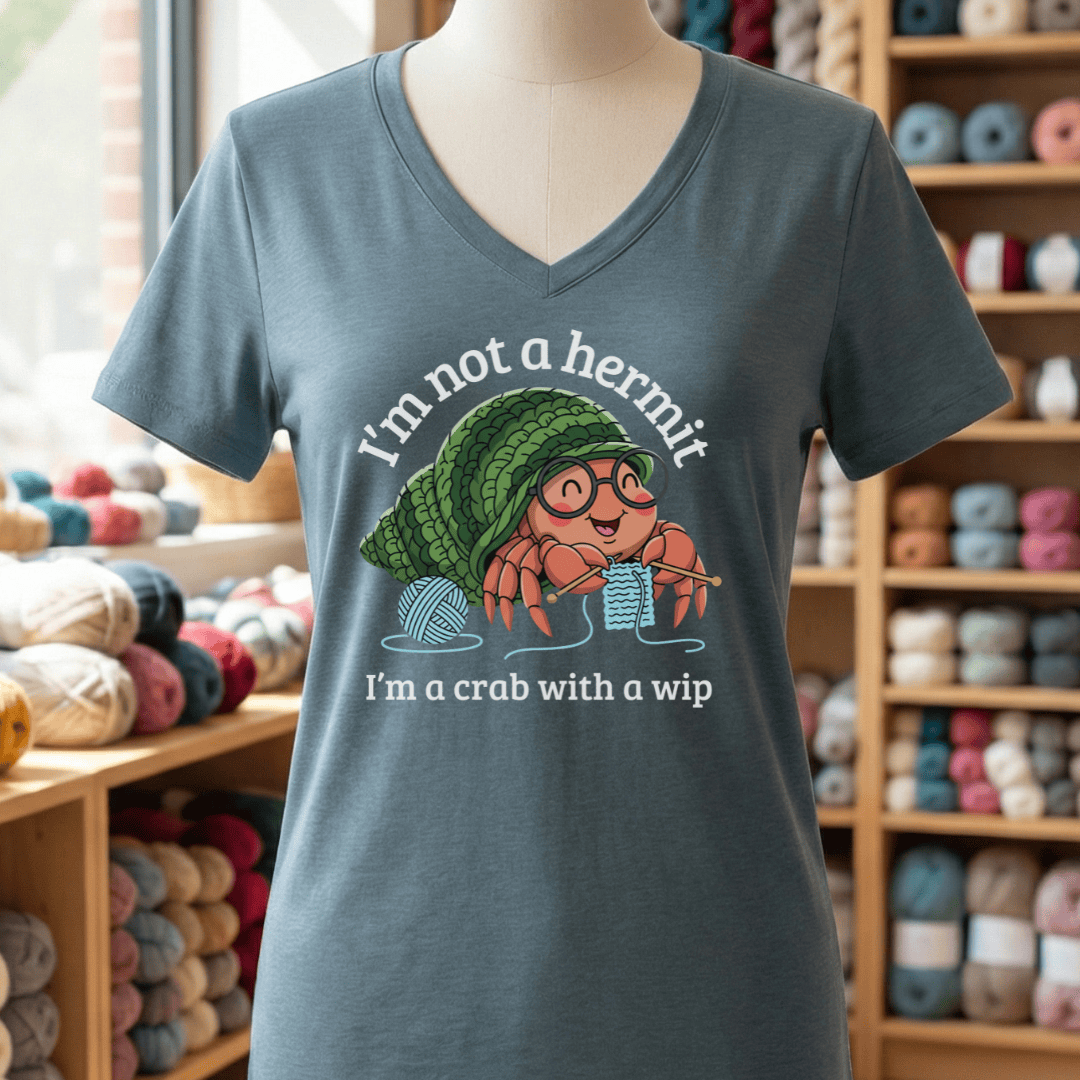 Not A Hermit V-Neck T-Shirt Heather Slate / S