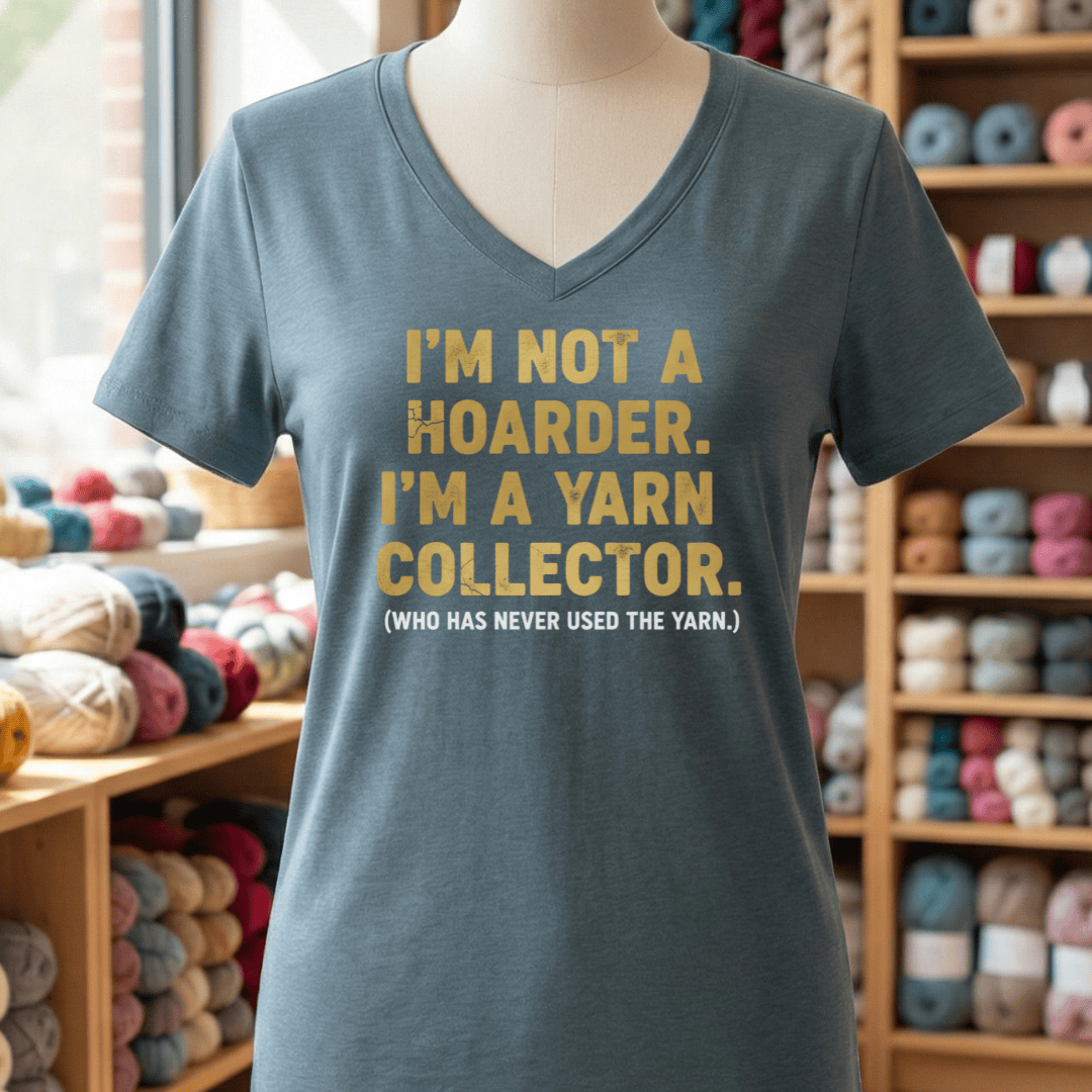 Yarn Collector V-Neck T-Shirt Heather Slate / S