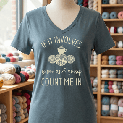 Yarn & Gossip V-Neck T-Shirt Heather Slate / S