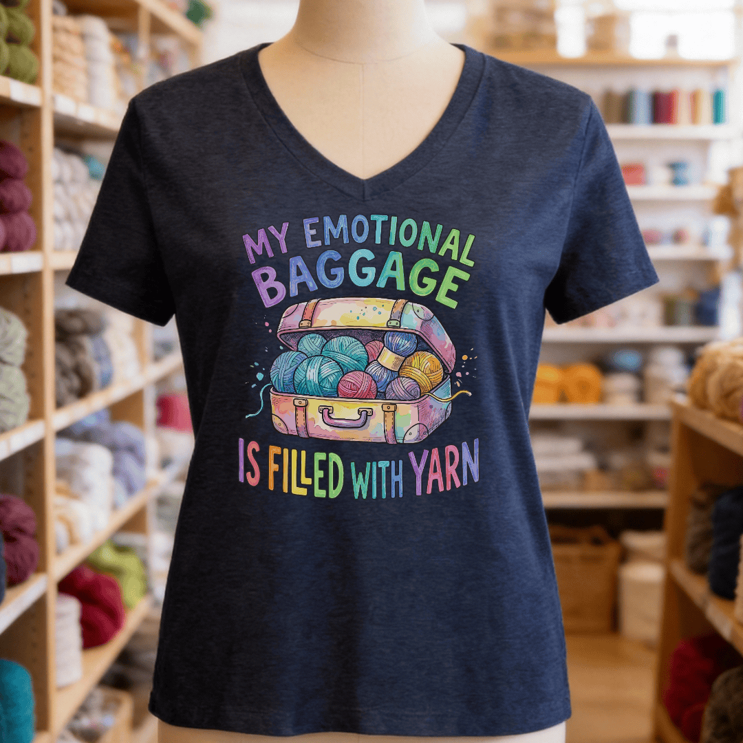 Emotional Baggage V-Neck T-Shirt Navy / S