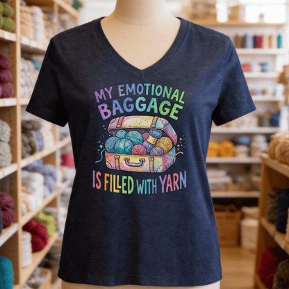 Emotional Baggage V-Neck T-Shirt Navy / S