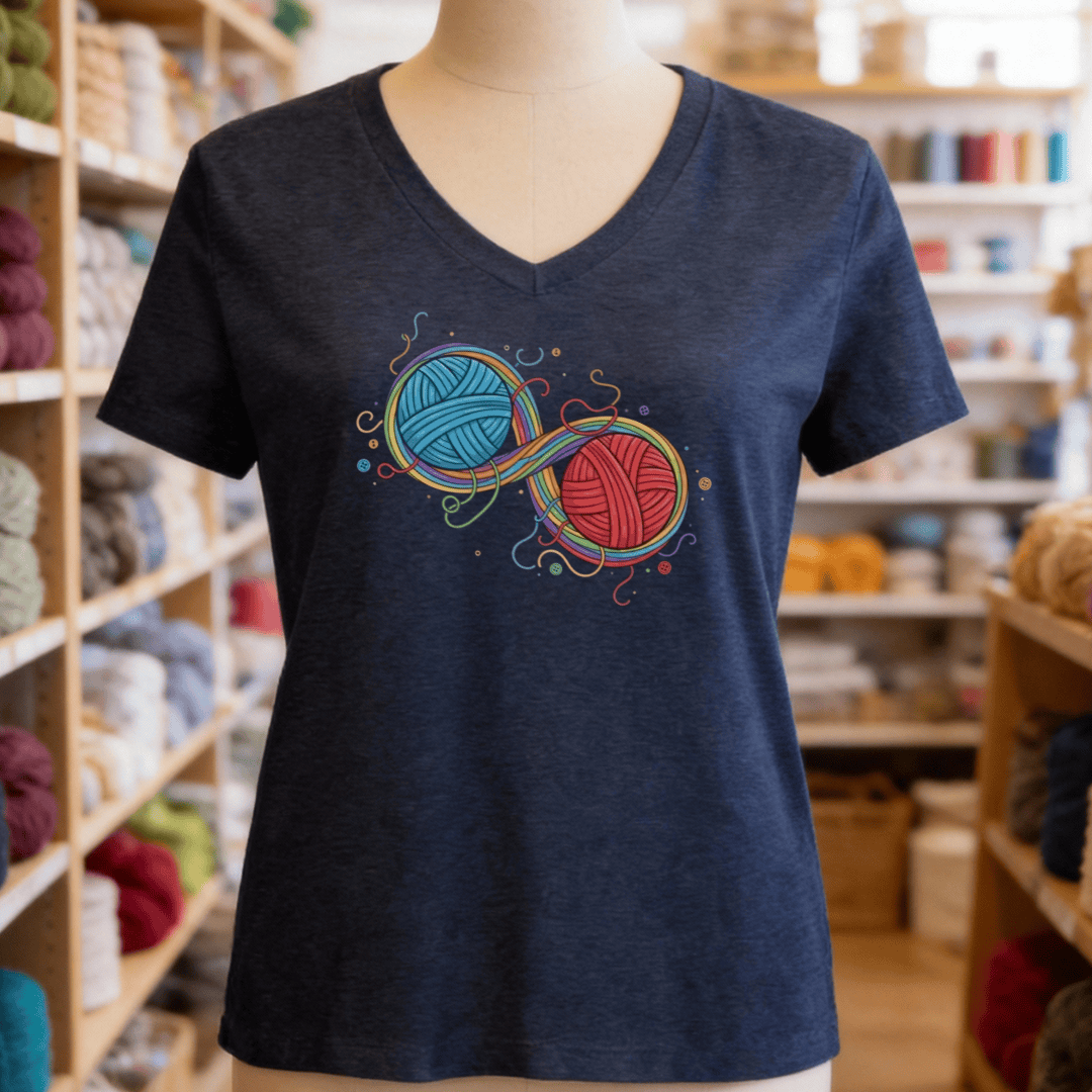 Infinity Yarn V-Neck T-Shirt Navy / S