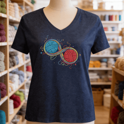 Infinity Yarn V-Neck T-Shirt Navy / S
