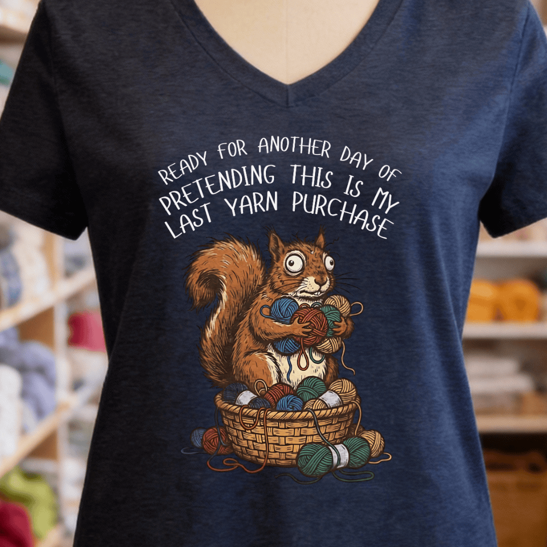 Ready For Another Day V-Neck T-Shirt Navy / S