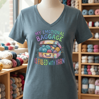 Emotional Baggage V-Neck T-Shirt Slate / S
