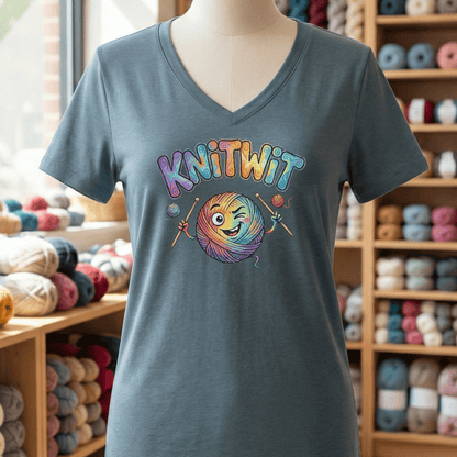 Knitwit V-Neck T-Shirt Slate / S