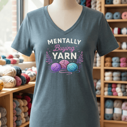 Mentally Buying Yarn V-Neck T-Shirt Slate / S