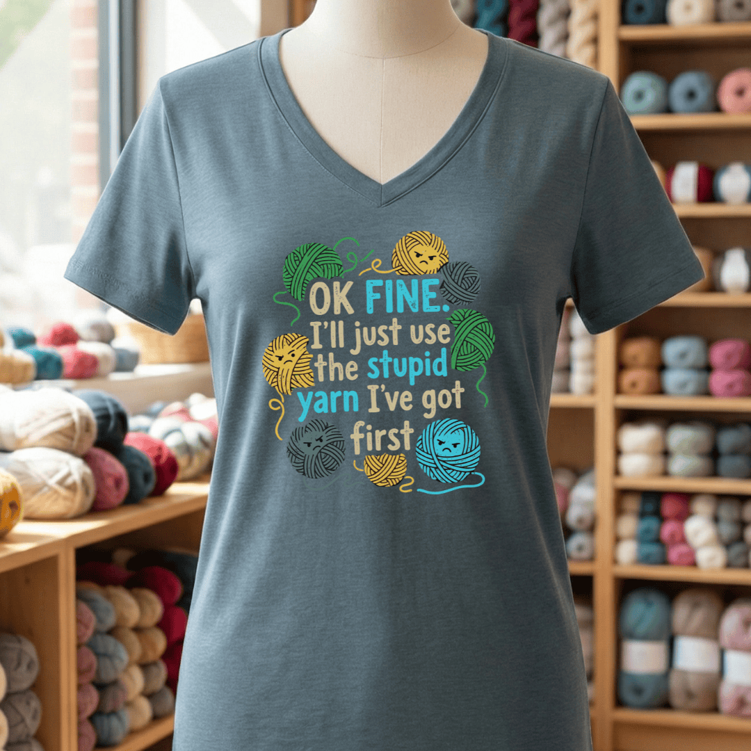 Stupid Yarn V-Neck T-Shirt Slate / S