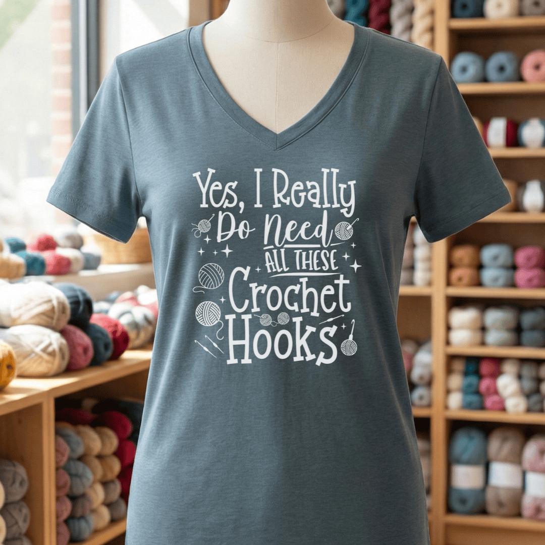 Yes I really Need These Hooks V-Neck T-Shirt Slate / S