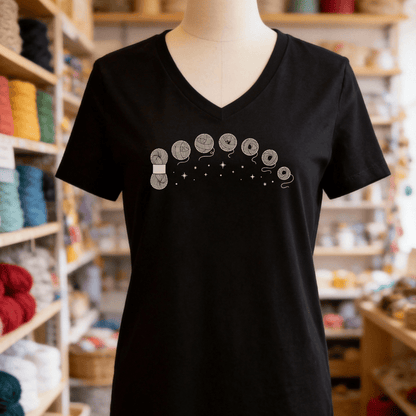 Celestial Yarn V-Neck T-Shirt Solid Black Blend / S