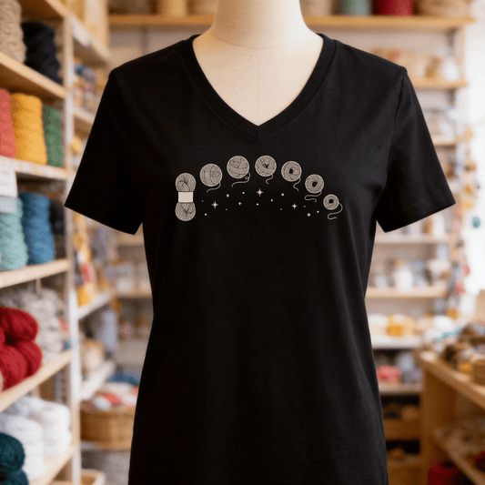 Celestial Yarn V-Neck T-Shirt Solid Black Blend / S