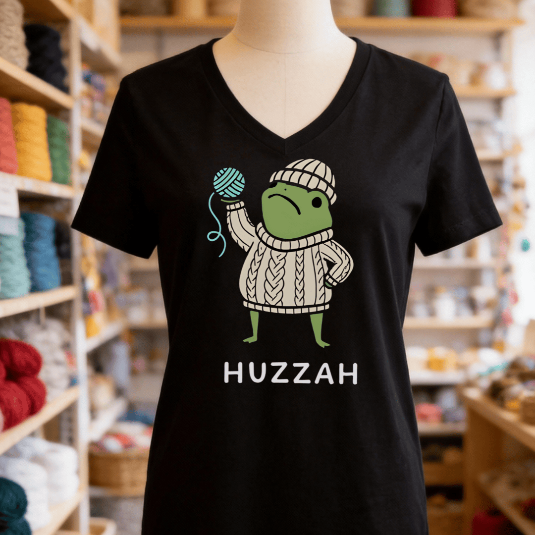Huzzah V-Neck T-Shirt Solid Black Blend / S