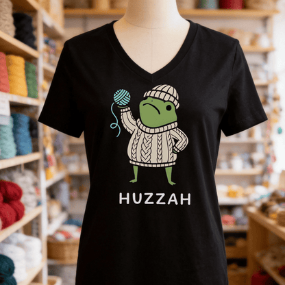 Huzzah V-Neck T-Shirt Solid Black Blend / S