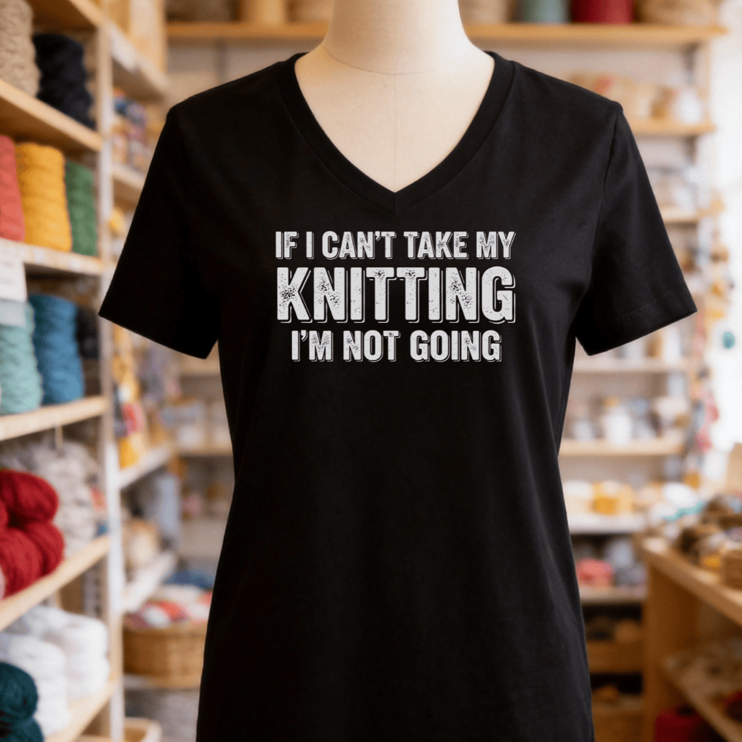 I'm Not Going V-Neck T-Shirt Solid Black Blend / S