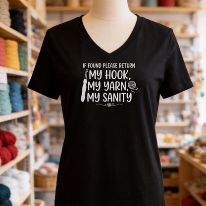 If Found V-Neck T-Shirt Solid Black Blend / S
