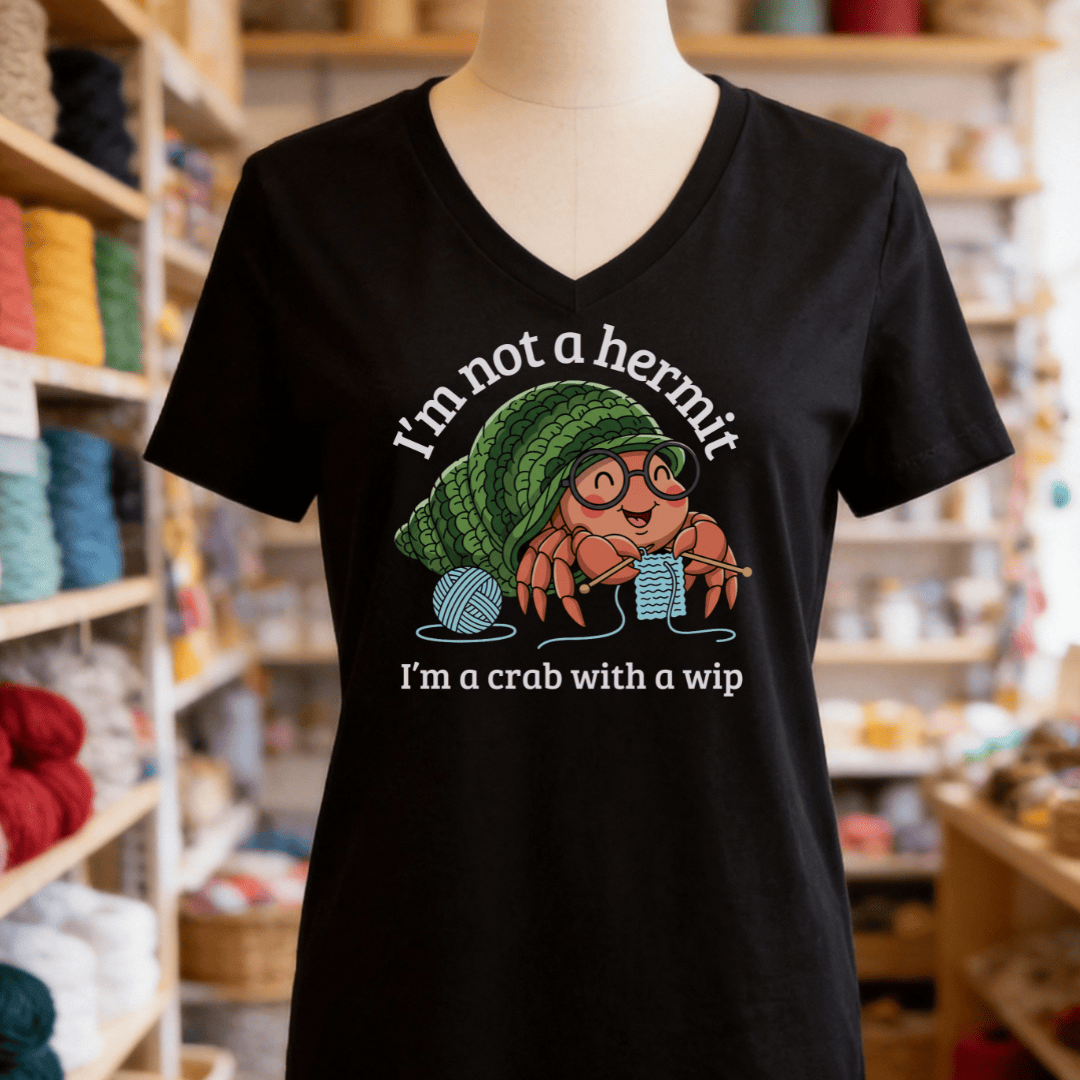 Not A Hermit V-Neck T-Shirt Solid Black Blend / S