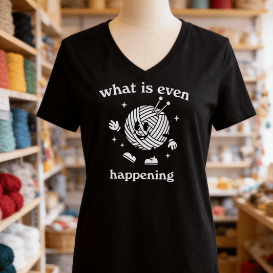 What Is Even Happening V-Neck T-Shirt Solid Black Blend / S